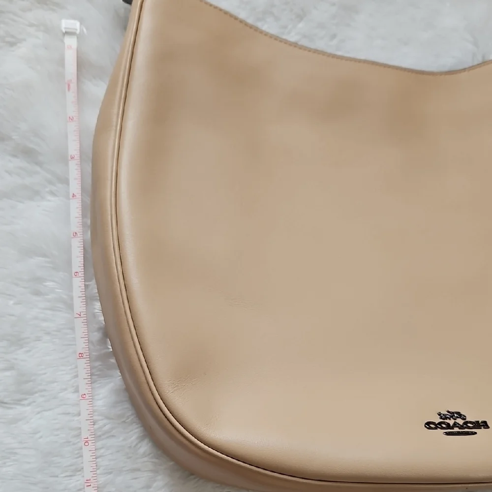 Coach Smooth Pebble Leather Shoulder Bag in Beige